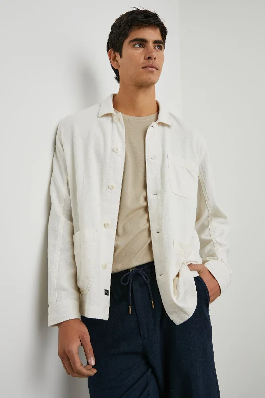 AMBROSE JACKET - ECRU Zippered Front Buttoned Front Snap Front