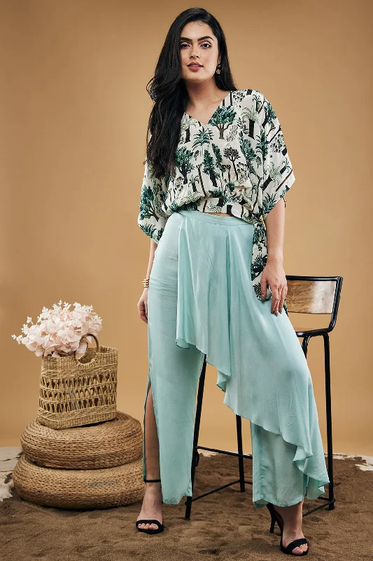 Palm Bay Printed Top With Drape Pants High-Waist Jeans