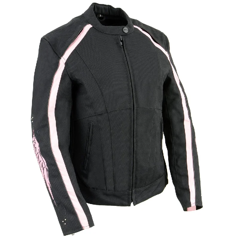 Milwaukee Leather SH1954 Women's Black and Pink Textile Jacket with Wool Jacket Cashmere Jacket Tweed Jacket Milwaukee Leather SH1954 Women's Black and Pink Textile Jacket with Wool Jacket Cashmere Jacket Tweed Jacket
