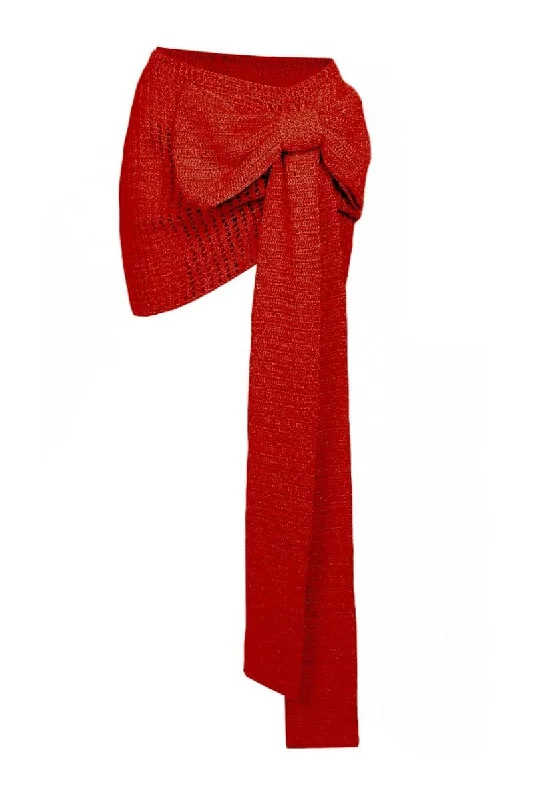 RED CROCHET BOW SKIRT velvet skirt plush