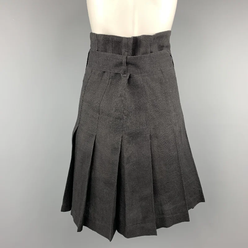 COMME des GARCONS Size S Black Linen Pleated Gathered Band Skirt chiffon skirt airy