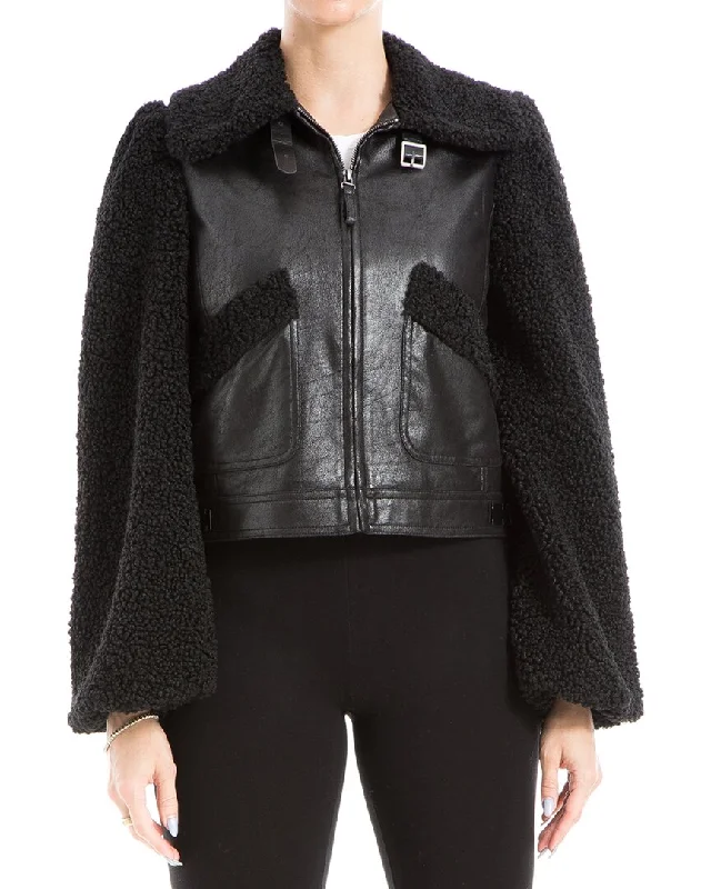 Max Studio Leatherette Jacket Insulated Jacket Fitted Jacket Loose Jacket