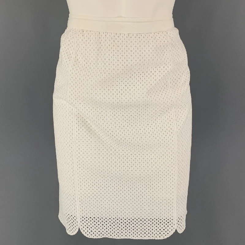 ELIE TAHARI Size 4 White Cotton Skirt velvet skirt rich