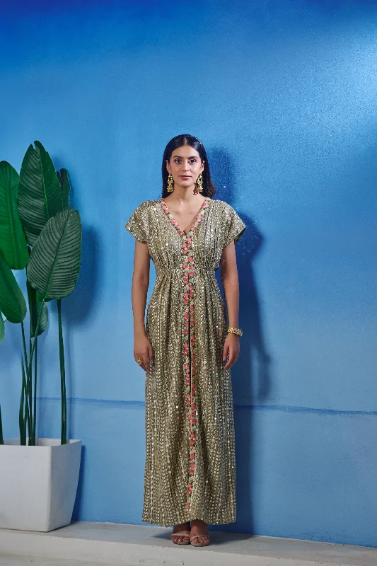 Zari & Patra Long Kaftaan Gown With Pants Slim Fit Casual Pants