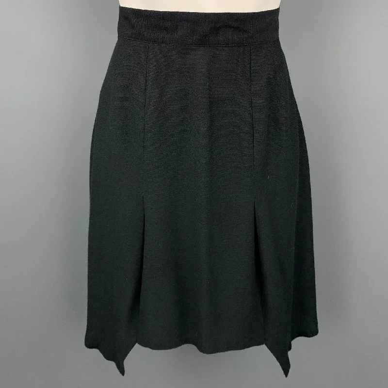 Vintage MATSUDA Size S Black Ribbed Rayon Asymmetrical Skirt denim skirt durable