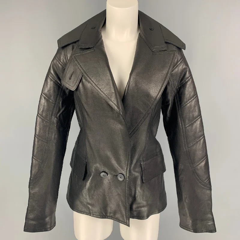 ALEXANDER WANG Size S Black Quilted Calfskin Jacket Cotton Jacket Linen Jacket Terry Jacket