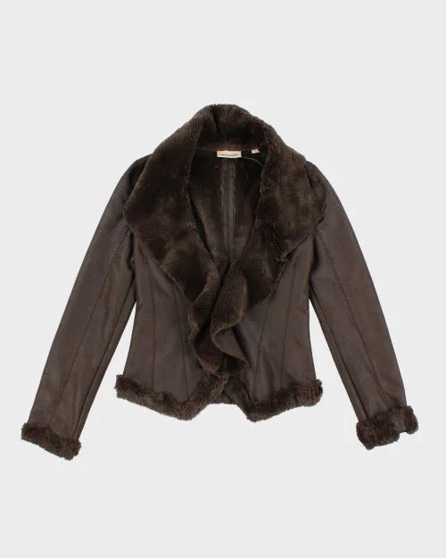 Y2k 00s DKNY Faux Fur Jacket - XS Satin Jacket Silk Jacket Chiffon Jacket