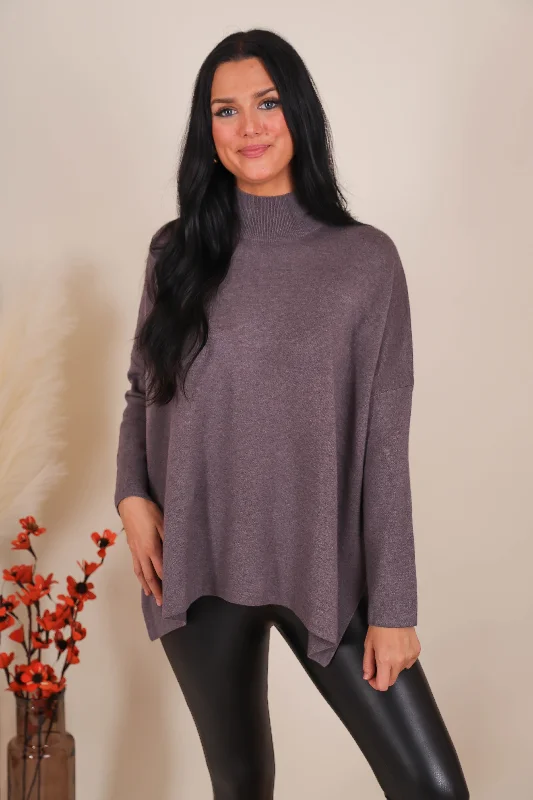 Going For It Sweater-Charcoal Solid Print Embellished