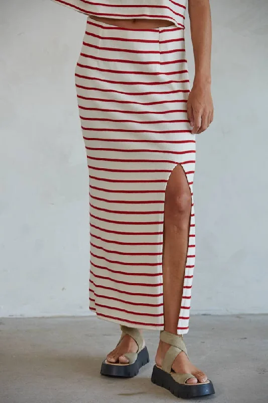 Corra Striped Skirt button skirt front