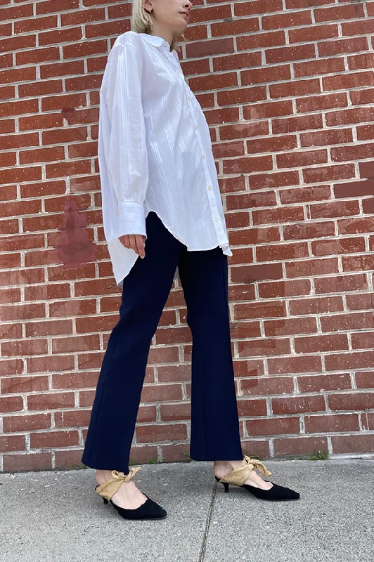 Long Kick Stretch-Cotton Pants in Subtle Jacquard Navy Comfortable Cargo Pants
