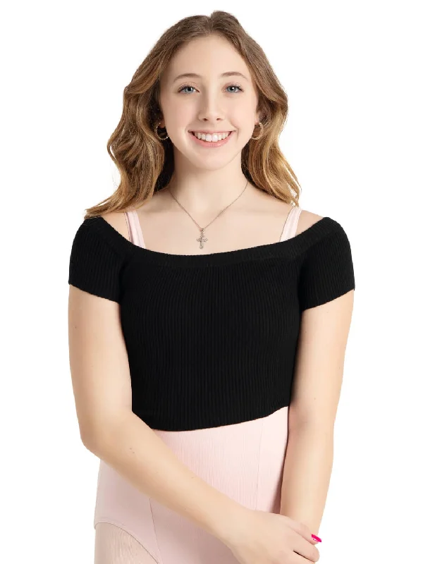 Ribbed Knit Cropped Sweater Fitted Loose Oversized