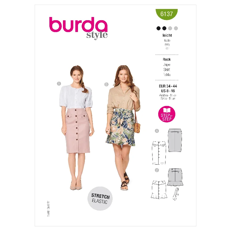 Burda Pattern 6137 Misses' Skirt ruffled skirt detail