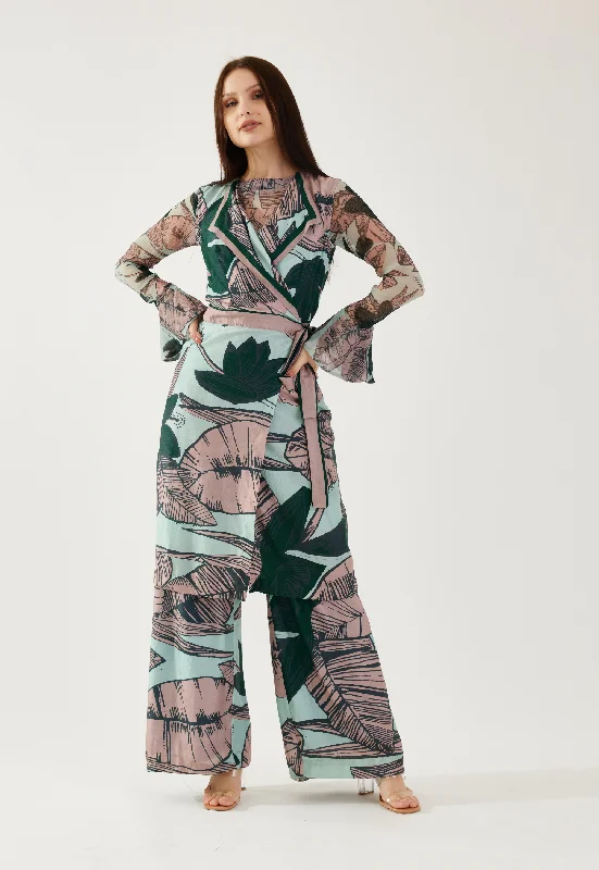 Sky Blue, peach and green floral pant Comfortable Jogger Trousers