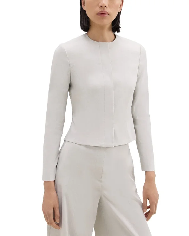 Theory Crop Peplum Linen-Blend Jacket Jersey Jacket Tulle Jacket Batik Jacket