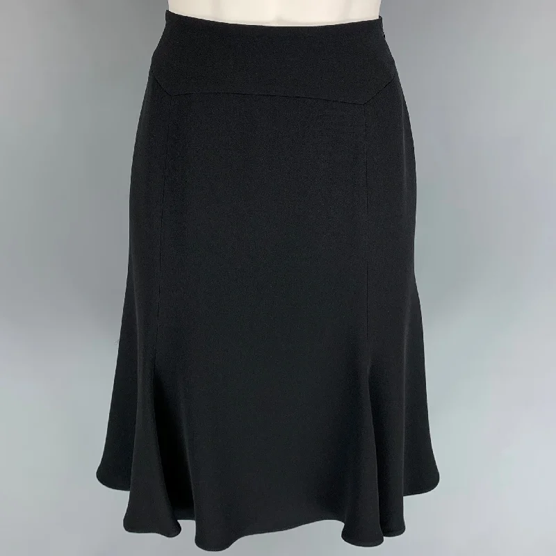 GIORGIO ARMANI Size 2 Black Silk A-line Below Knee Skirt lightweight skirt design
