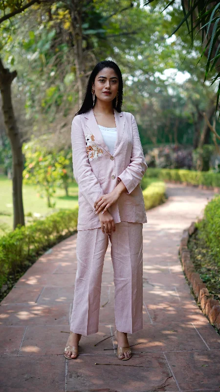 Light Pink Solid Pants Sleek Black Pants