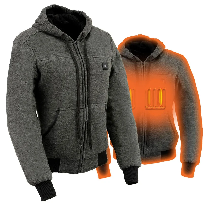 Nexgen Heat NXL2713SET Women 'Heated' Front Zipper Grey Hoodie Jacket for Outdoor Activities w/ Battery Pack Welt Pockets Slit Pockets Flap Pockets Nexgen Heat NXL2713SET Women 'Heated' Front Zipper Grey Hoodie Jacket for Outdoor Activities w/ Battery Pack Welt Pockets Slit Pockets Flap Pockets