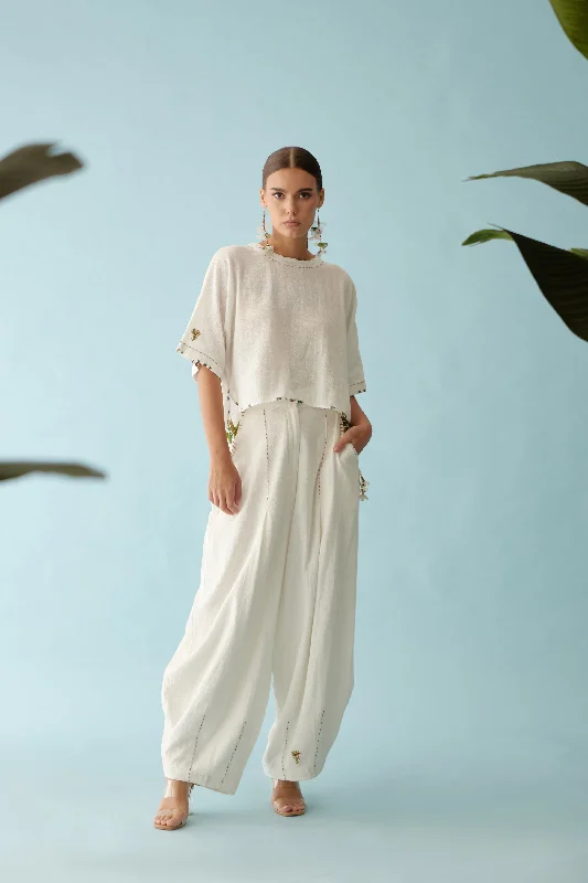 Off-White Banana Tree Applique Baggy Pants Comfy High-Waist Jeans