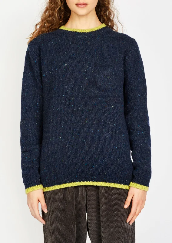 Slaney Crew Neck Sweater | Navy - Clearance Graphic Sweater Embroidered Appliqued