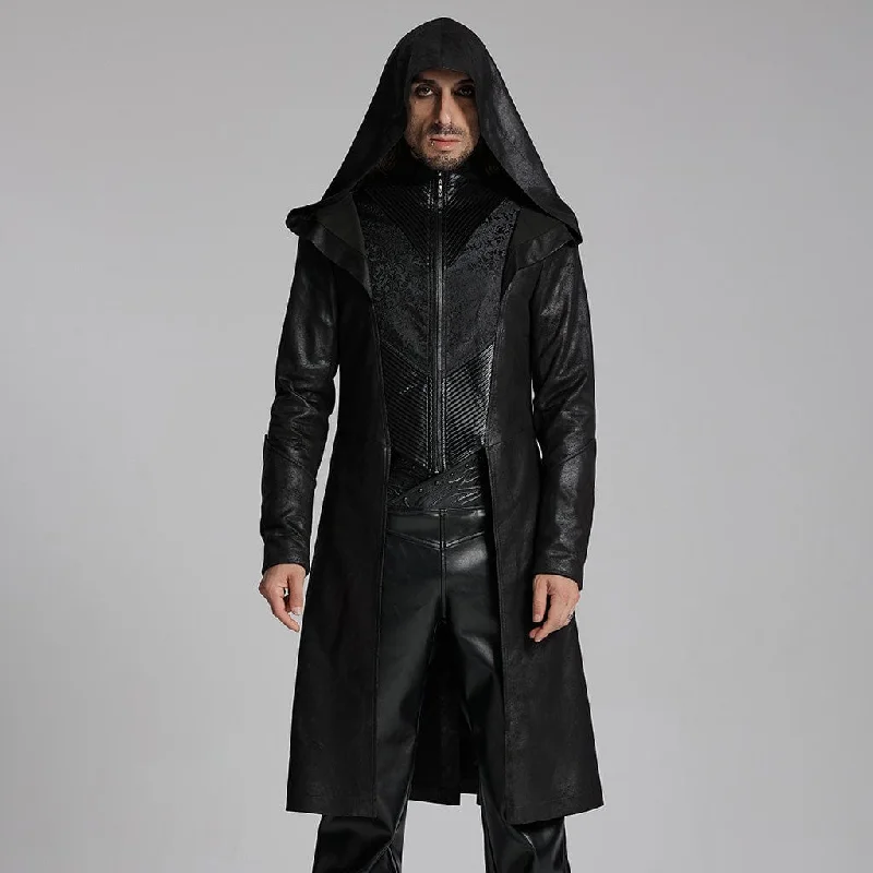 Men's Gothic Zip Pleated Jacket with Hood Toggled Jacket Drawstring Jacket Belted Jacket Men's Gothic Zip Pleated Jacket with Hood Toggled Jacket Drawstring Jacket Belted Jacket