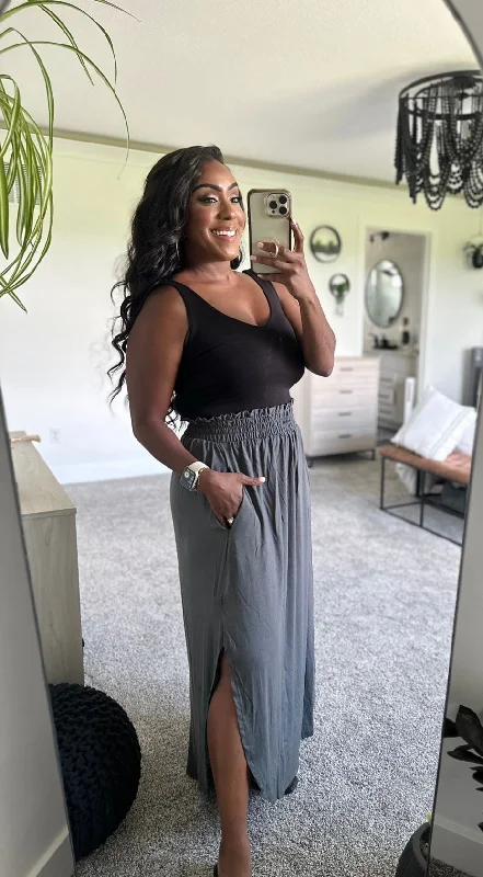Always Charming Maxi Skirt ribbed skirt waist