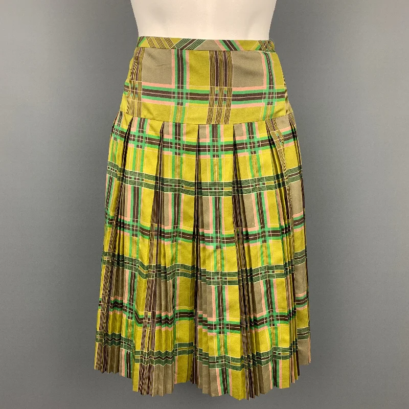 MARC by MARC JACOBS Size 8 Chartreuse Green Silk Skirt leather skirt bold