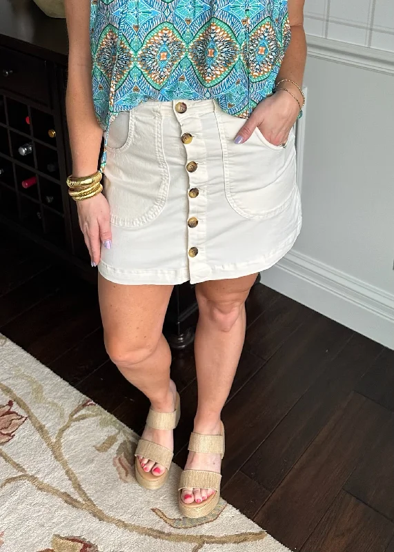 Marine Layer Emilia Mini Skirt in Cream cashmere skirt soft