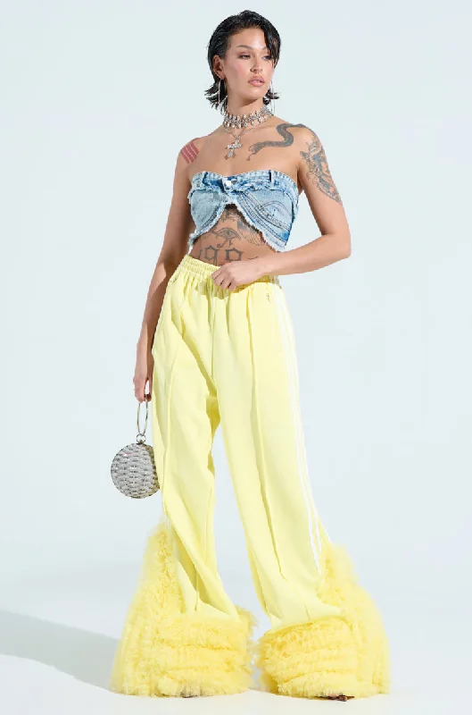 MODERN JAM TRACK PANT WITH TULLE IN YELLOW Sleek Black Pants