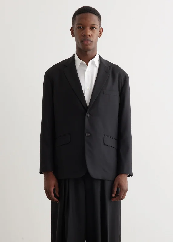 Wool Serge 2 Button Jacket Oversized Jacket Tailored Jacket Straight Jacket