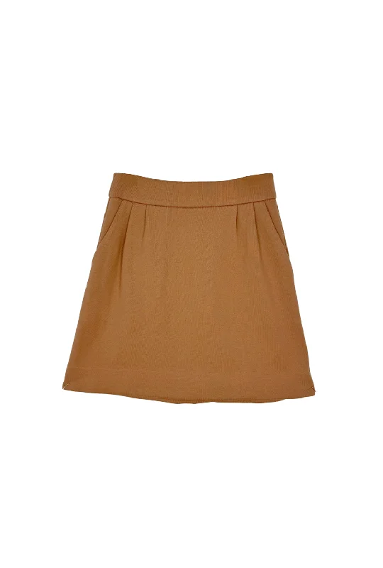 Maggie Mini Skirt - Caramel Knit relaxed fit skirt