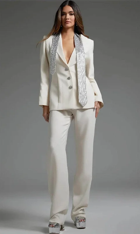 Jovani 39726 - Buttoned Bridal Pantsuit Comfortable Denim Pants