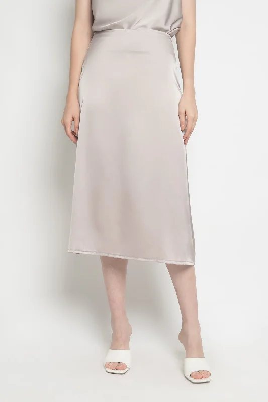 Constance Skirt in Gray silk skirt sleek
