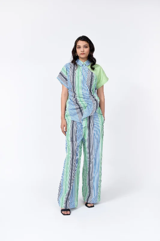 Multi Stripe Pant Stylish Paperbag Waist Pants