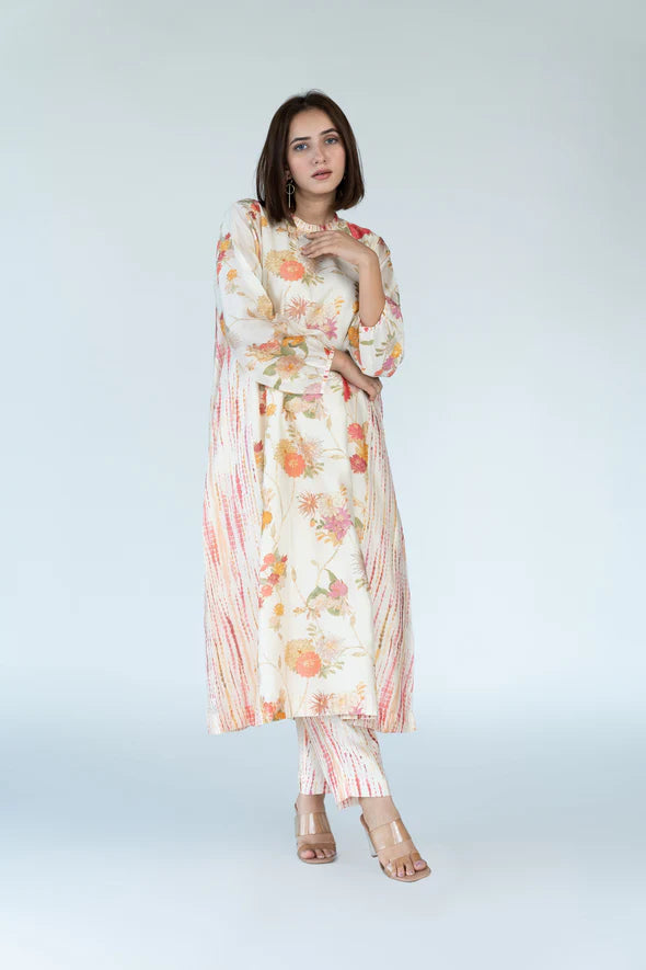 Summer Chanderi Kurta With Pants Set With Inner Comfortable Denim Pants