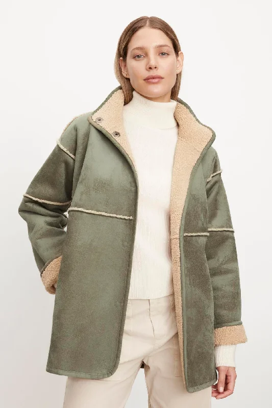 ALBANY LUX SHERPA REVERSIBLE JACKET Hooded Jacket Caped Jacket Shawl Collar Jacket