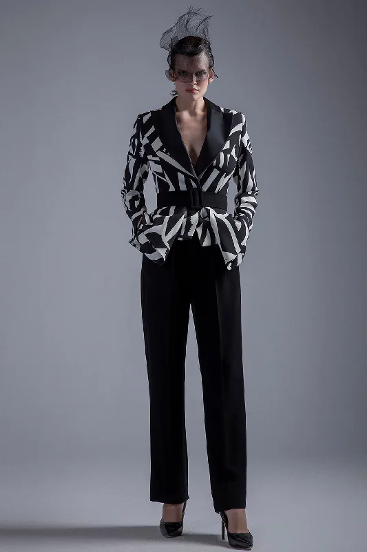 Printed jacket style top with pants Trendy Printed Pants