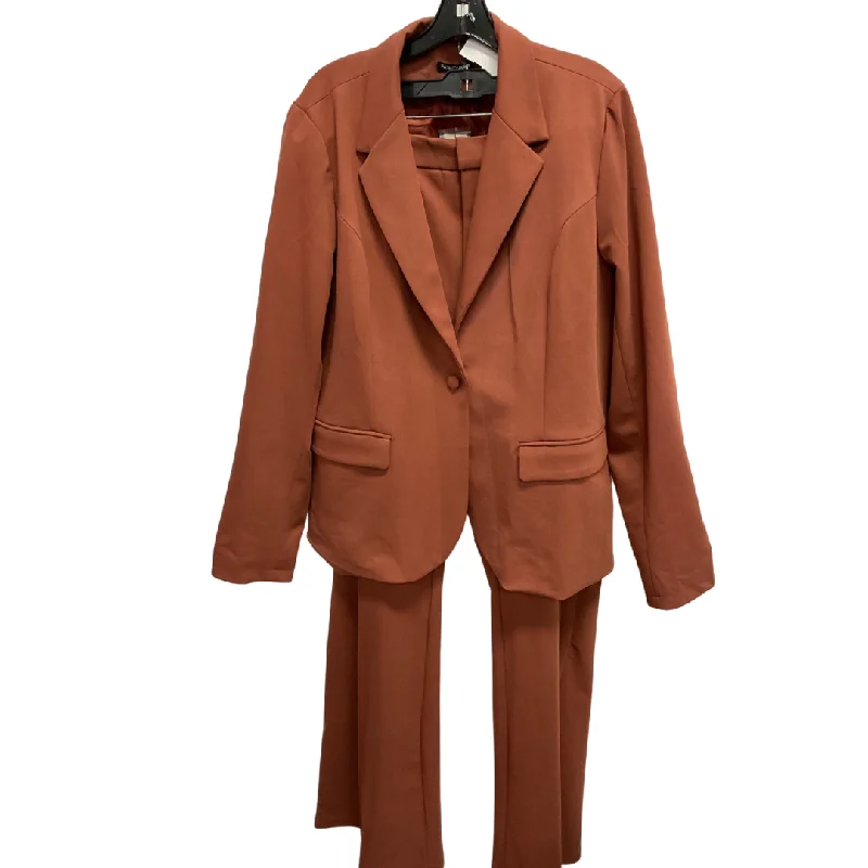 Pants Suit 2pc By Fashion Nova In Brown, Size: 2x Comfy Zip-Up Pants