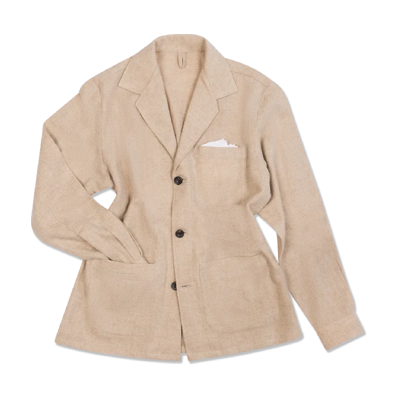 Painters Jacket in Cream Boiled Wool Knit Jacket Woven Jacket Fleece Jacket