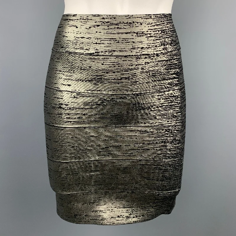 BCBG Size S Silver & Black Marbled Rayon Blend Mini Skirt lace skirt romantic