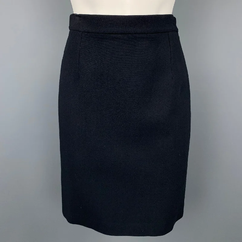 MICHAEL KORS Size 2 Black Virgin Wool Blend A-Line Skirt pencil skirt chic