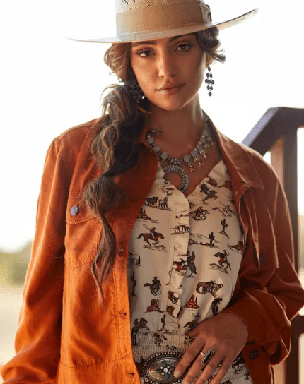 Ariat Women's Autumnal Cactus Trucker Long Sleeve Jacket 10043664 Welt Pockets Slit Pockets Flap Pockets Ariat Women's Autumnal Cactus Trucker Long Sleeve Jacket 10043664 Welt Pockets Slit Pockets Flap Pockets