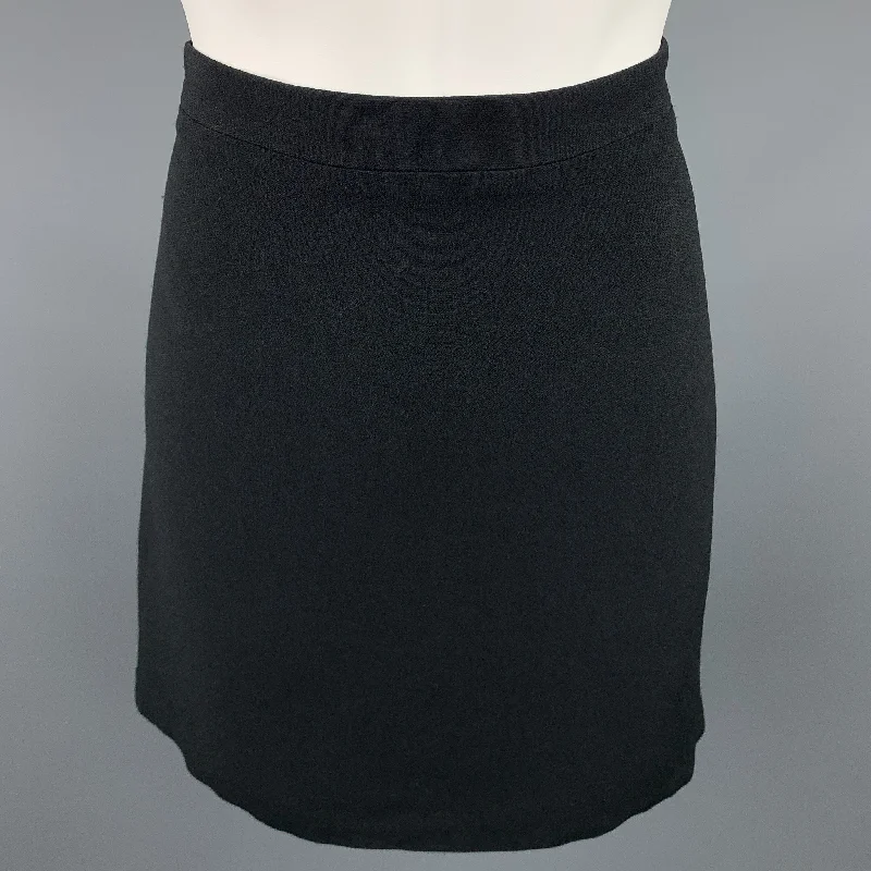 MIU MIU Size 8 Black Acetate / Viscose Side Slit A-Line Skirt chiffon skirt airy