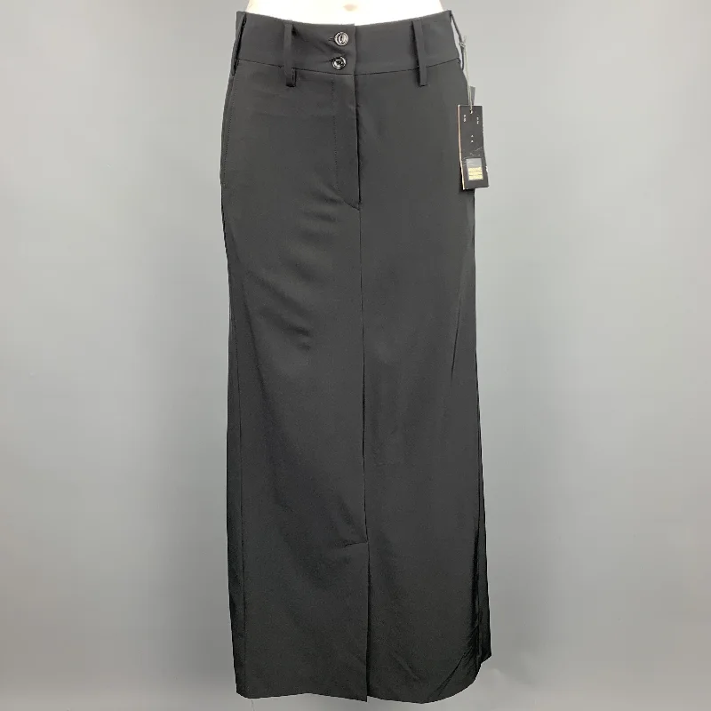 MARITHE+FRANCOIS GIRBAUD Size 27 Black Polyester Blend Skirt midi skirt versatile