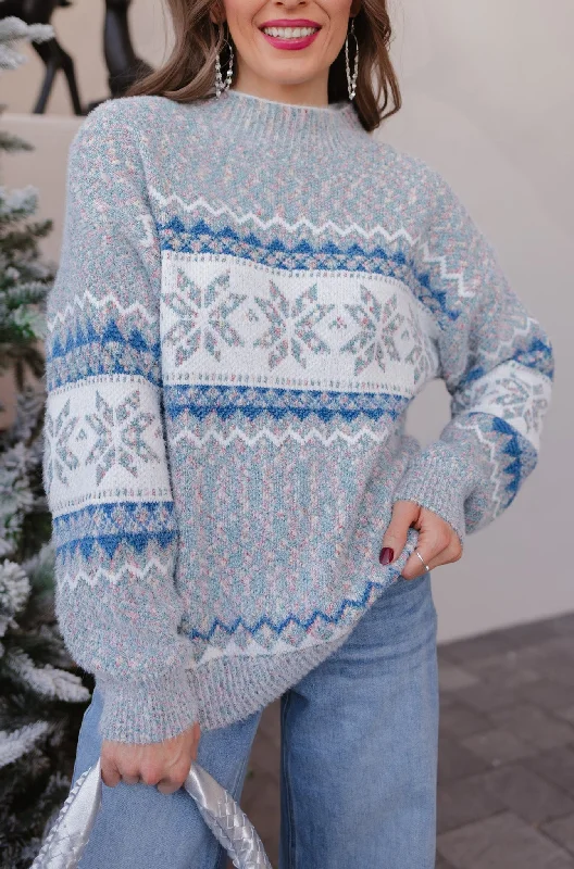Let it Snow Mock Neck Sweater Fitted Loose Oversized