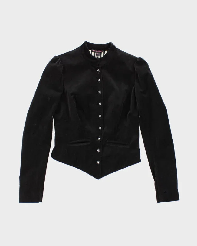 Y2k 00s Betsey Johnson Velour Jacket - XS Snapped Jacket Toggled Jacket Drawstring Jacket