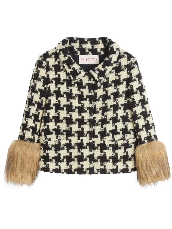 Valentino Women's Jackets ivory Ribbed Jacket Pleated Jacket Ruffled Jacket