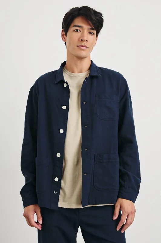AMBROSE JACKET - DEEP MERIDIAN Denim Fabric Leather Fabric Suede Fabric