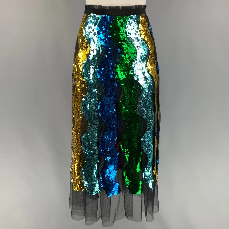 GUCCI FW 16 Size 4 Multi-Color Snake Sequin Maxi Tulle Skirt maxi skirt elegant