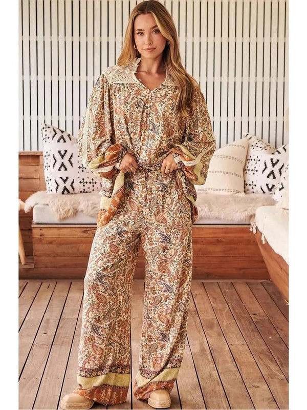 JAASE Oakie Print Brooklyn Pants Wide-Legged Palazzos