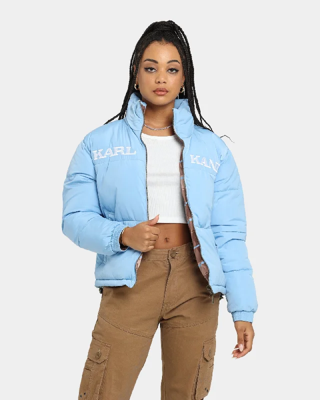 Karl Kani Women's Retro Reversible Puffer Jacket Blue/Brown Nylon Fabric Polyester Fabric Spandex Fabric